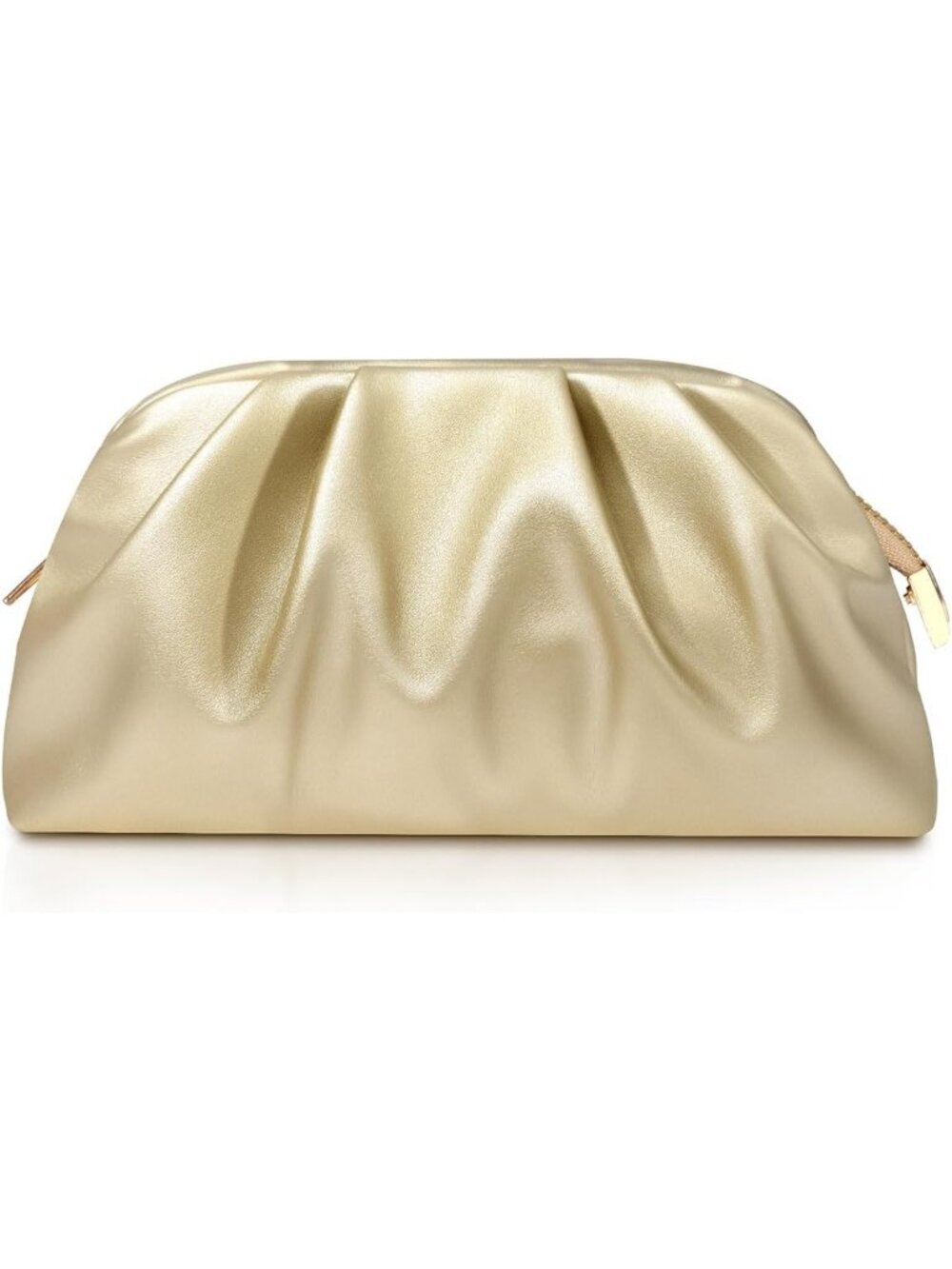Women's Gold Soft Pleated Pu Clutch Purse Elegant Evening Wedding Bag